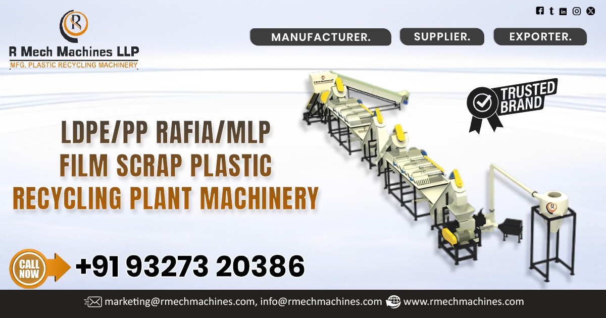 LDPE, PP Rafia, MLP Film Scrap Plastic Recycling Plant Machinery in Umbergaon