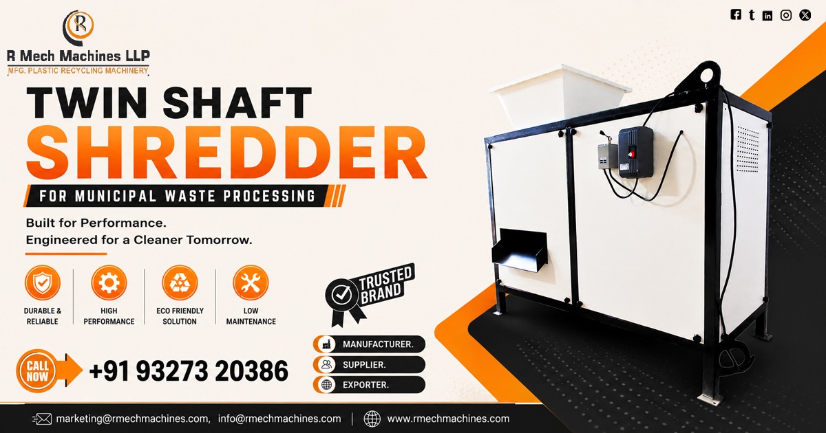 Twin Shaft Shredder for Municipal Waste Processing Machine in Telangana