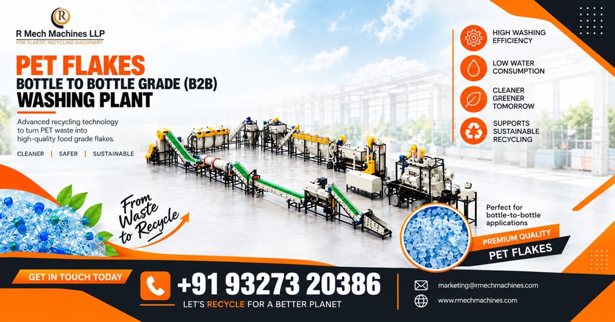 PET Flakes Bottle-to-Bottle Grade Washing Plant in Gujarat